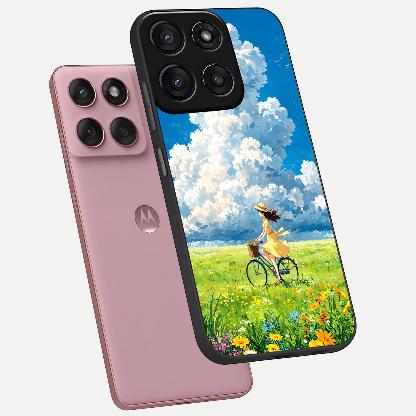  Breezy Meadow Ride phone case For Moto Edge 60 Fusion showing premium glass back cover with detailed artwork