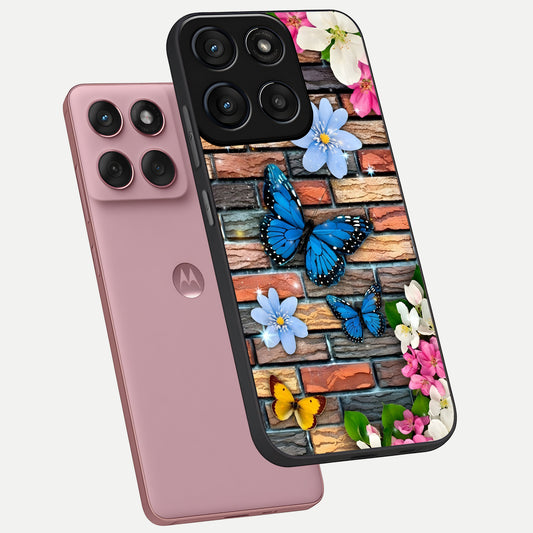  Brick Bloom Flight phone case For Moto Edge 60 Fusion showing premium glass back cover with detailed artwork