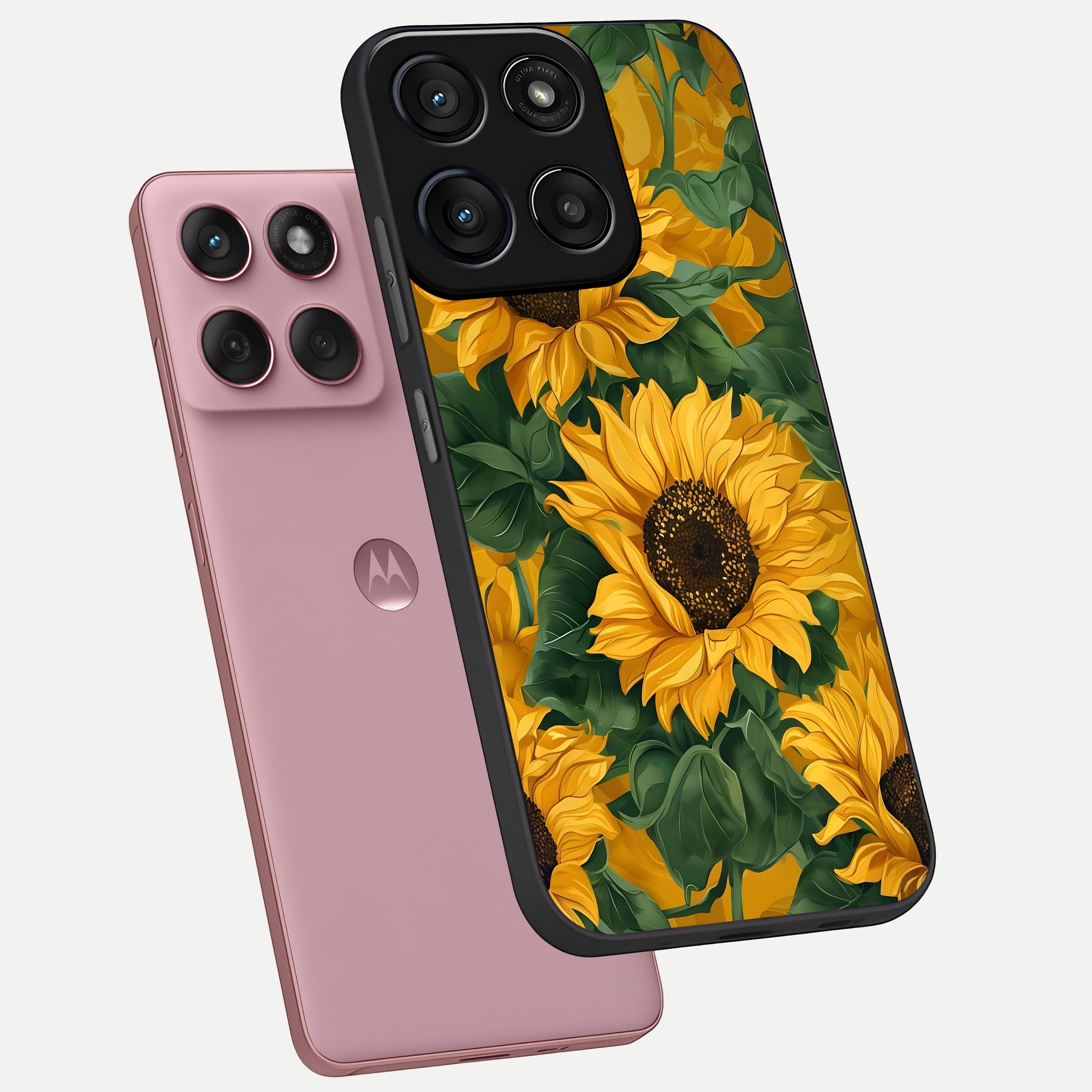  Bright Sunflower Bloom phone case For Moto Edge 60 Fusion showing premium glass back cover with detailed artwork