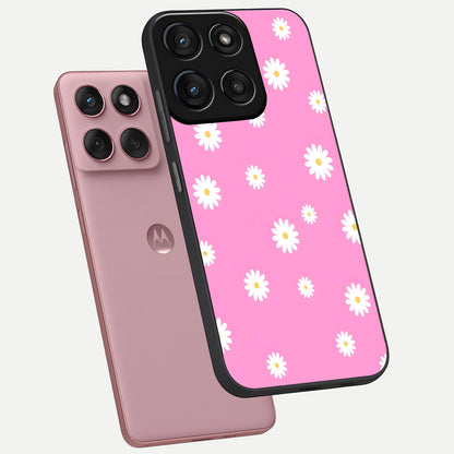  Bubblegum Daisy Pop phone case For Moto Edge 60 Fusion showing premium glass back cover with detailed artwork