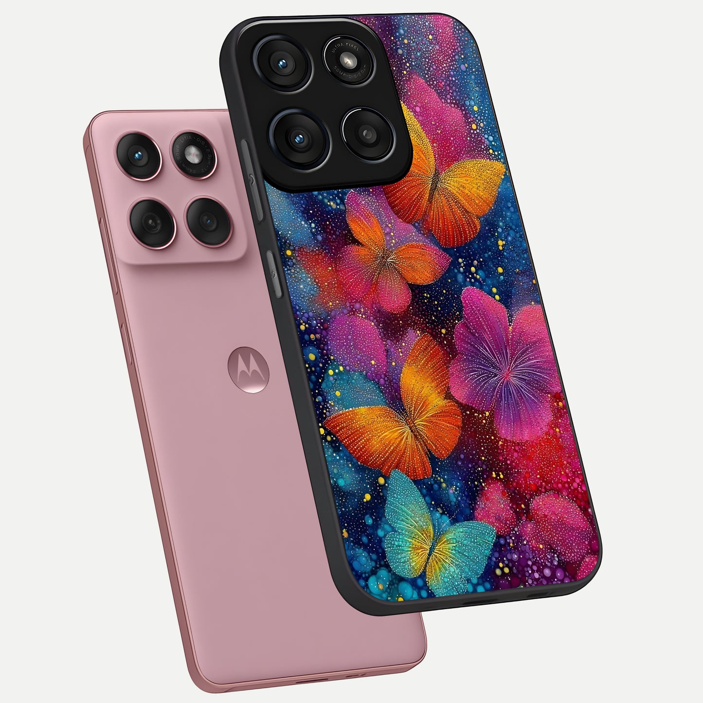  Butterfly Dream Mist phone case For Moto Edge 60 Fusion showing premium glass back cover with detailed artwork
