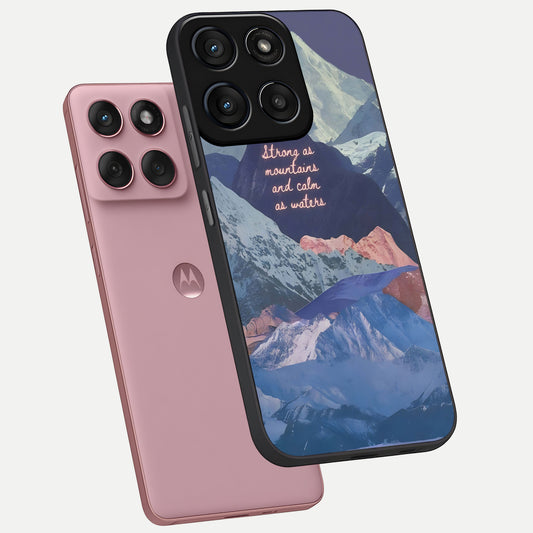  Celestial Mountain Calm phone case For Moto Edge 60 Fusion showing premium glass back cover with detailed artwork