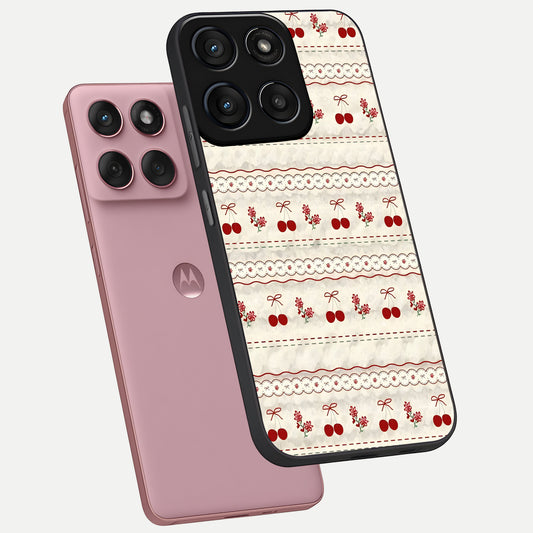  Cherry Bloom Charm phone case For Moto Edge 60 Fusion showing premium glass back cover with detailed artwork