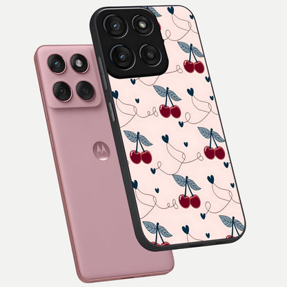  Cherry Heart Line phone case For Moto Edge 60 Fusion showing premium glass back cover with detailed artwork