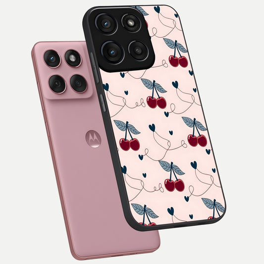  Cherry Heart Line phone case For Moto Edge 60 Fusion showing premium glass back cover with detailed artwork