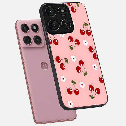 Cherry Love Mood phone case For Moto Edge 60 Fusion showing premium glass back cover with detailed artwork