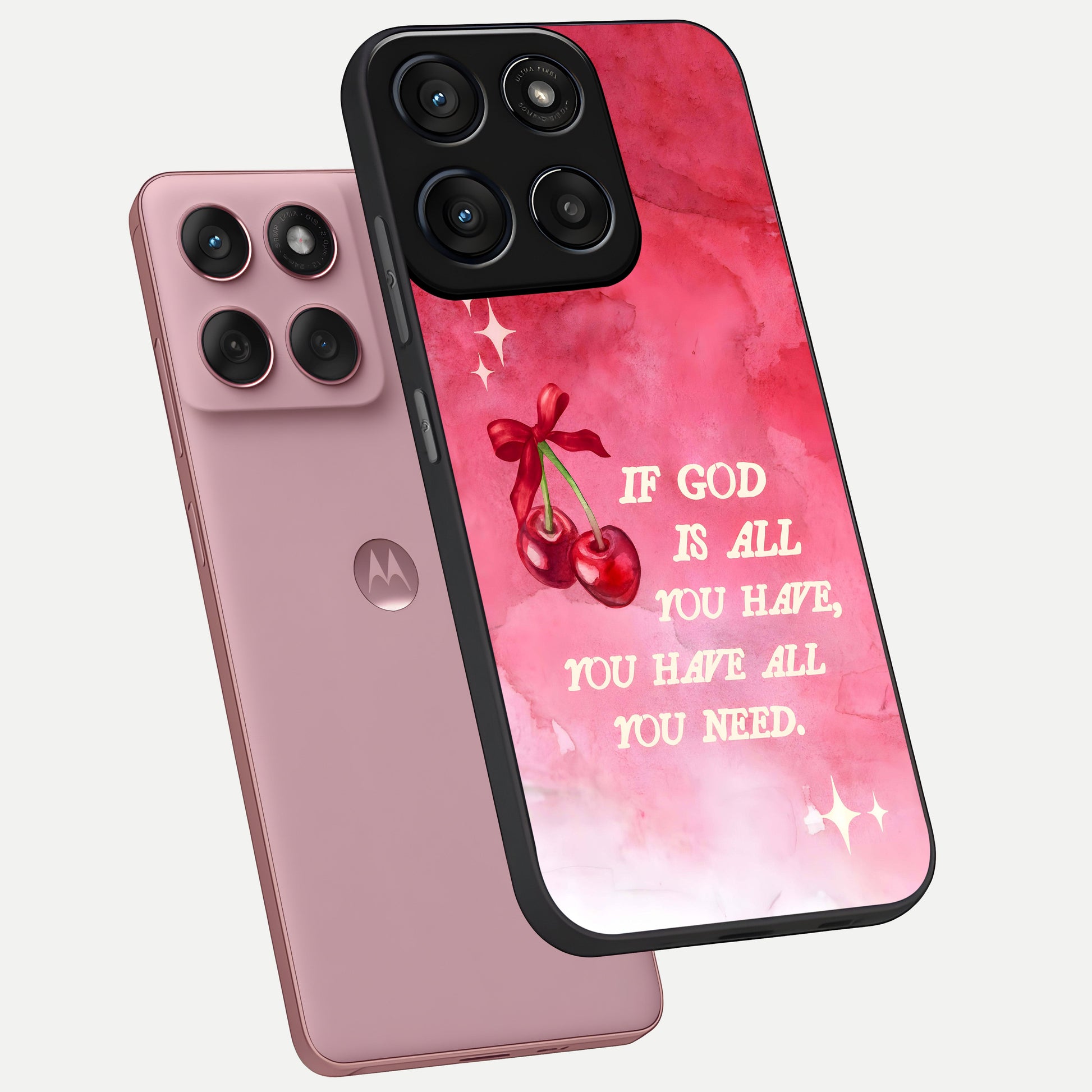  Cherry Quote phone case For Moto Edge 60 Fusion showing premium glass back cover with detailed artwork