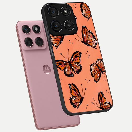  Coral Wing Butterfly phone case For Moto Edge 60 Fusion showing premium glass back cover with detailed artwork