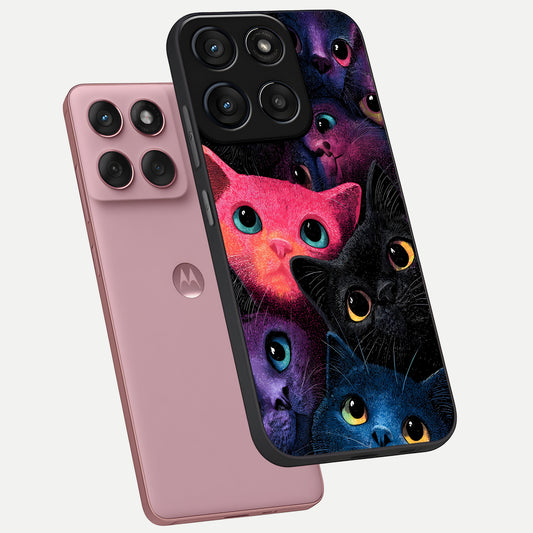  Cosmic Cats Dreams phone case For Moto Edge 60 Fusion showing premium glass back cover with detailed artwork