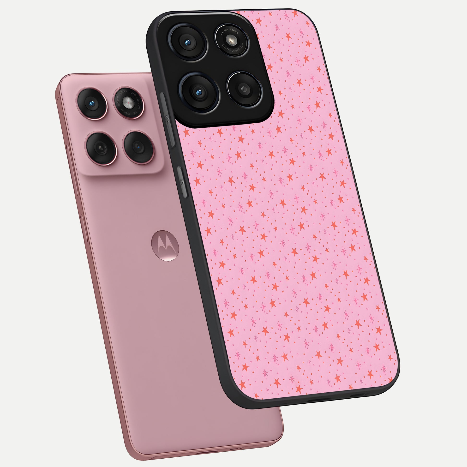  Cosmic Pink Sparkle phone case For Moto Edge 60 Fusion showing premium glass back cover with detailed artwork