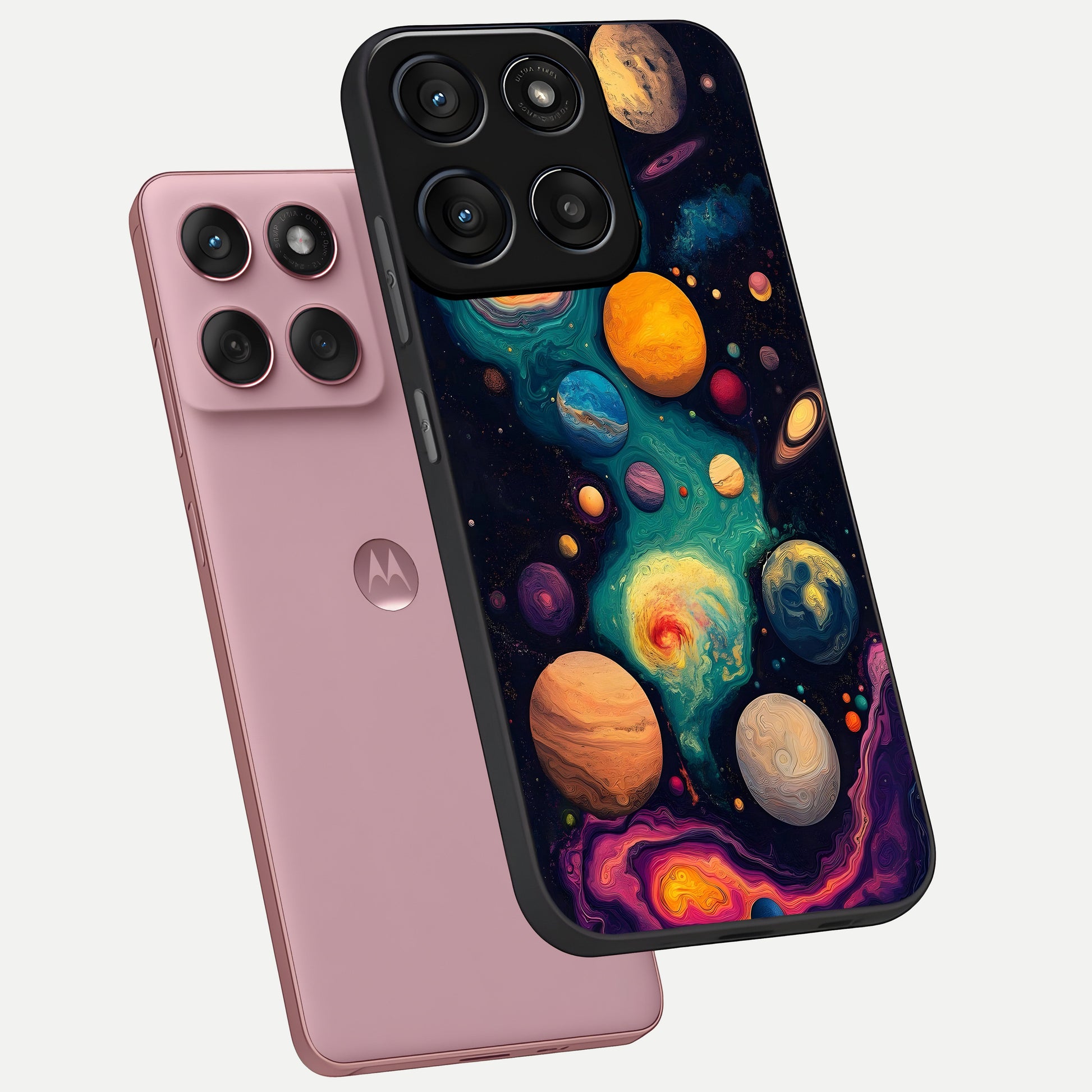  Cosmic Planet Journey phone case For Moto Edge 60 Fusion showing premium glass back cover with detailed artwork