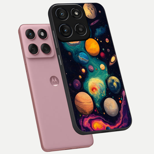  Cosmic Planet Journey phone case For Moto Edge 60 Fusion showing premium glass back cover with detailed artwork