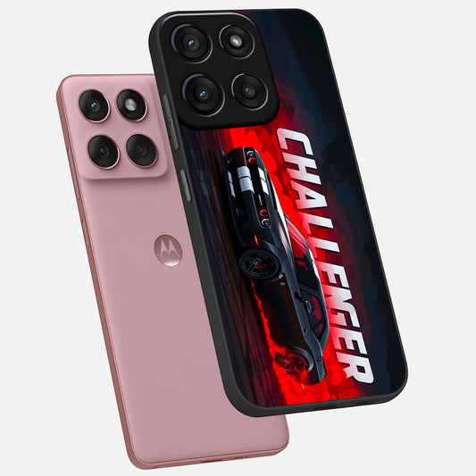  Crimson Challenger Fury phone case For Moto Edge 60 Fusion showing premium glass back cover with detailed artwork