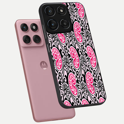  Crimson Paisley Charm phone case For Moto Edge 60 Fusion showing premium glass back cover with detailed artwork