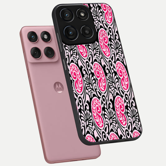  Crimson Paisley Charm phone case For Moto Edge 60 Fusion showing premium glass back cover with detailed artwork
