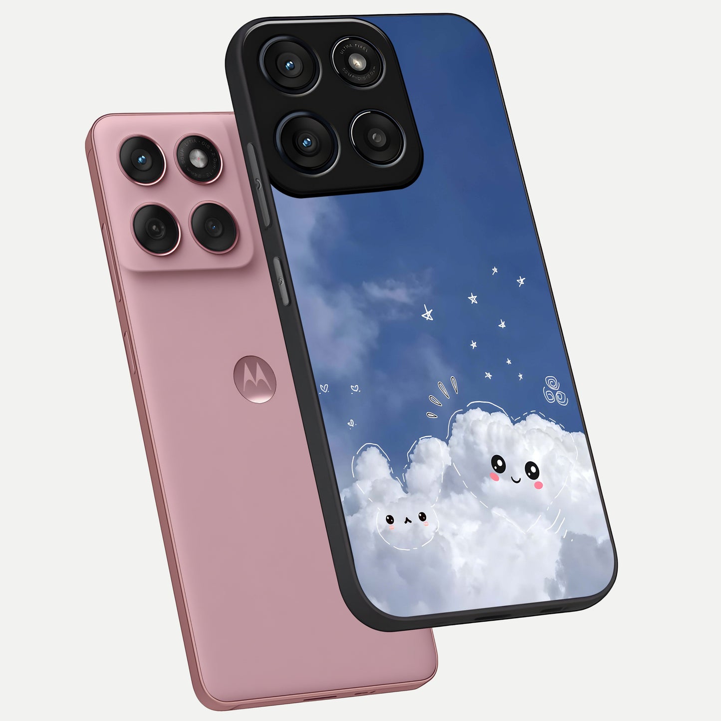  Cute Blossom Cloud phone case For Moto Edge 60 Fusion showing premium glass back cover with detailed artwork