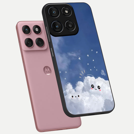  Cute Blossom Cloud phone case For Moto Edge 60 Fusion showing premium glass back cover with detailed artwork