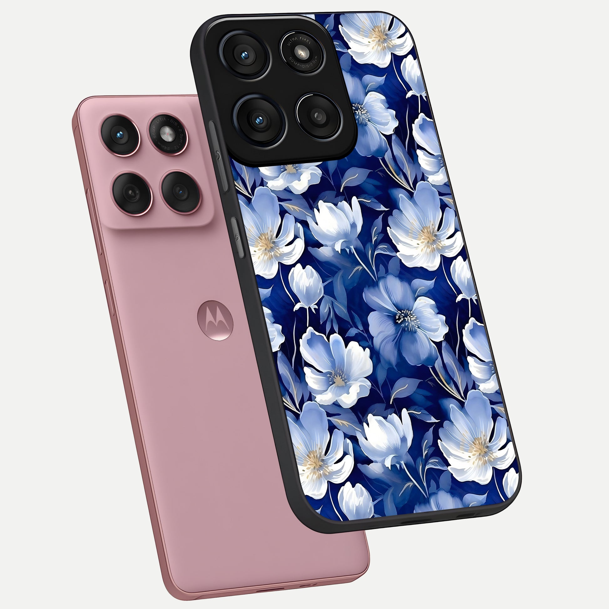  Cute Floral Patterns phone case For Moto Edge 60 Fusion showing premium glass back cover with detailed artwork