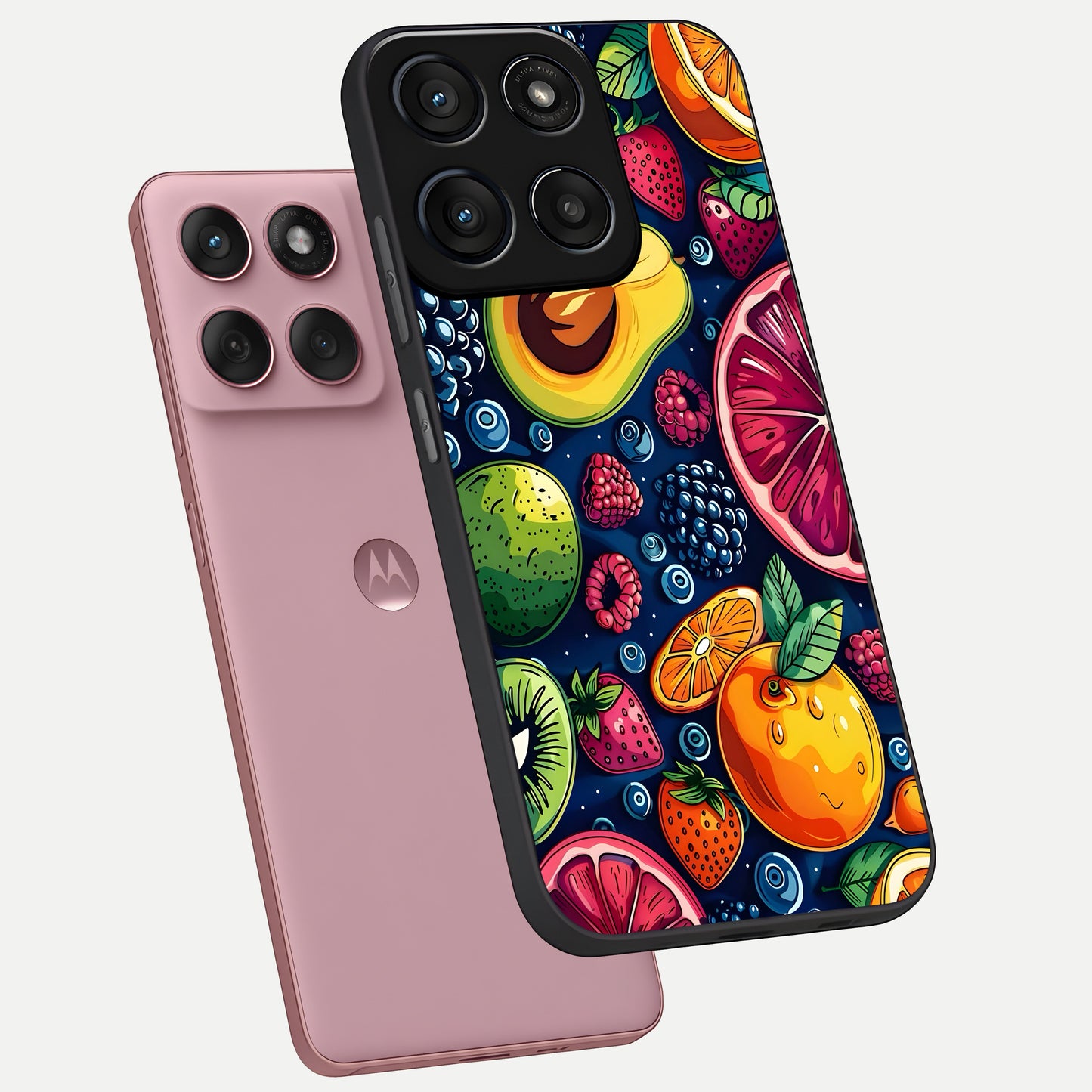  Cute Fruits Art phone case For Moto Edge 60 Fusion showing premium glass back cover with detailed artwork