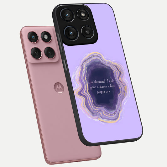  Damned People Quote phone case For Moto Edge 60 Fusion showing premium glass back cover with detailed artwork