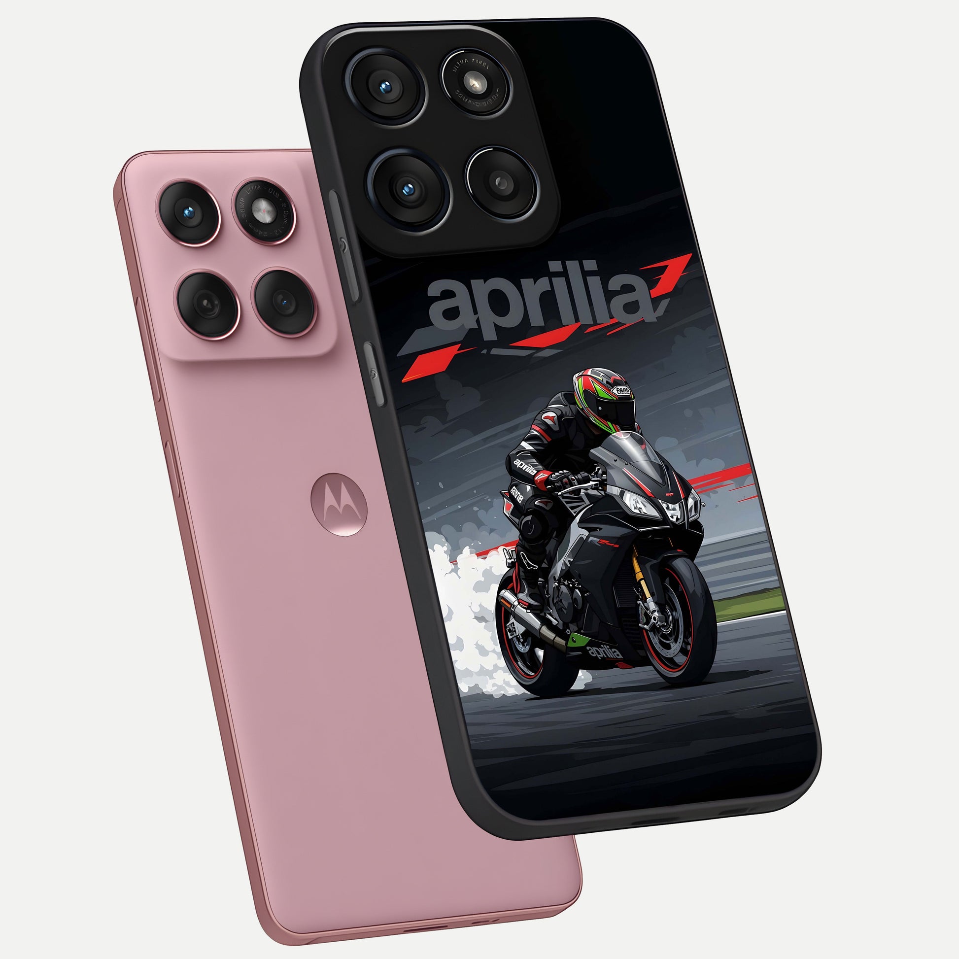  Dark Aprilla phone case For Moto Edge 60 Fusion showing premium glass back cover with detailed artwork