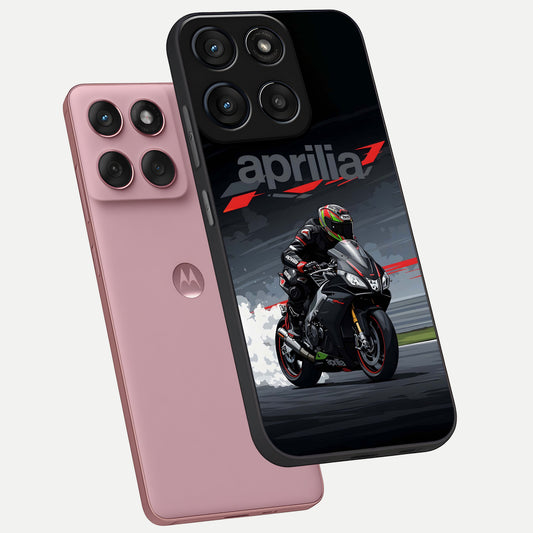  Dark Aprilla phone case For Moto Edge 60 Fusion showing premium glass back cover with detailed artwork