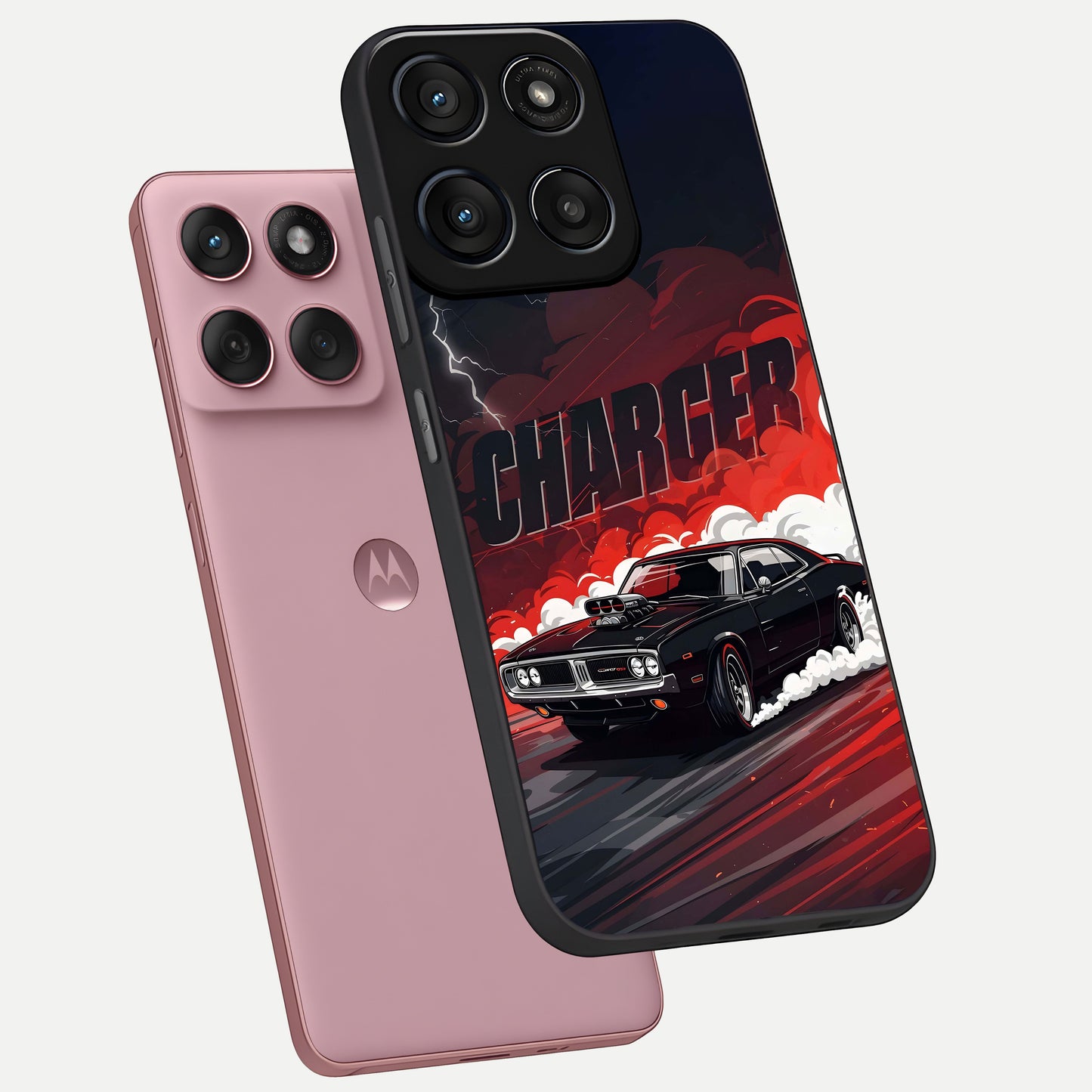  Dark Charger Fury phone case For Moto Edge 60 Fusion showing premium glass back cover with detailed artwork