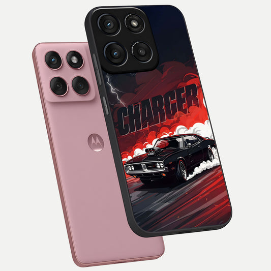  Dark Charger Fury phone case For Moto Edge 60 Fusion showing premium glass back cover with detailed artwork