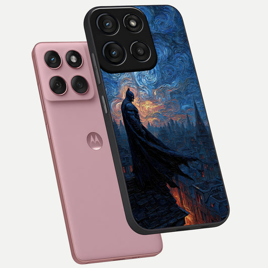  Dark Knight Dusk phone case For Moto Edge 60 Fusion showing premium glass back cover with detailed artwork