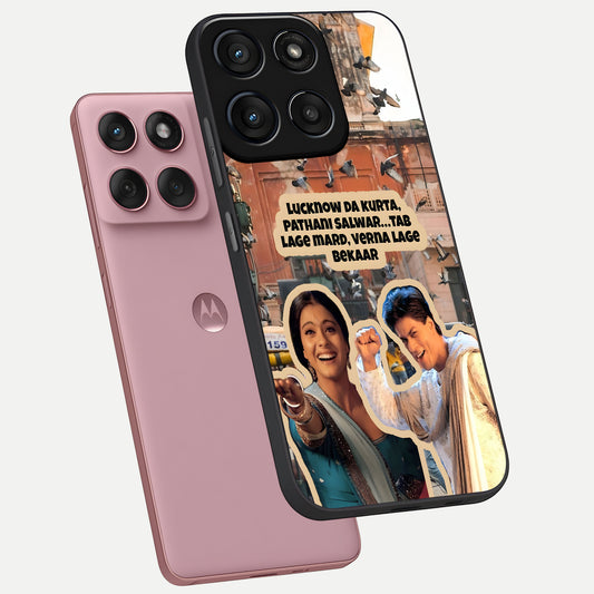  Desi Retro Vibes phone case For Moto Edge 60 Fusion showing premium glass back cover with detailed artwork