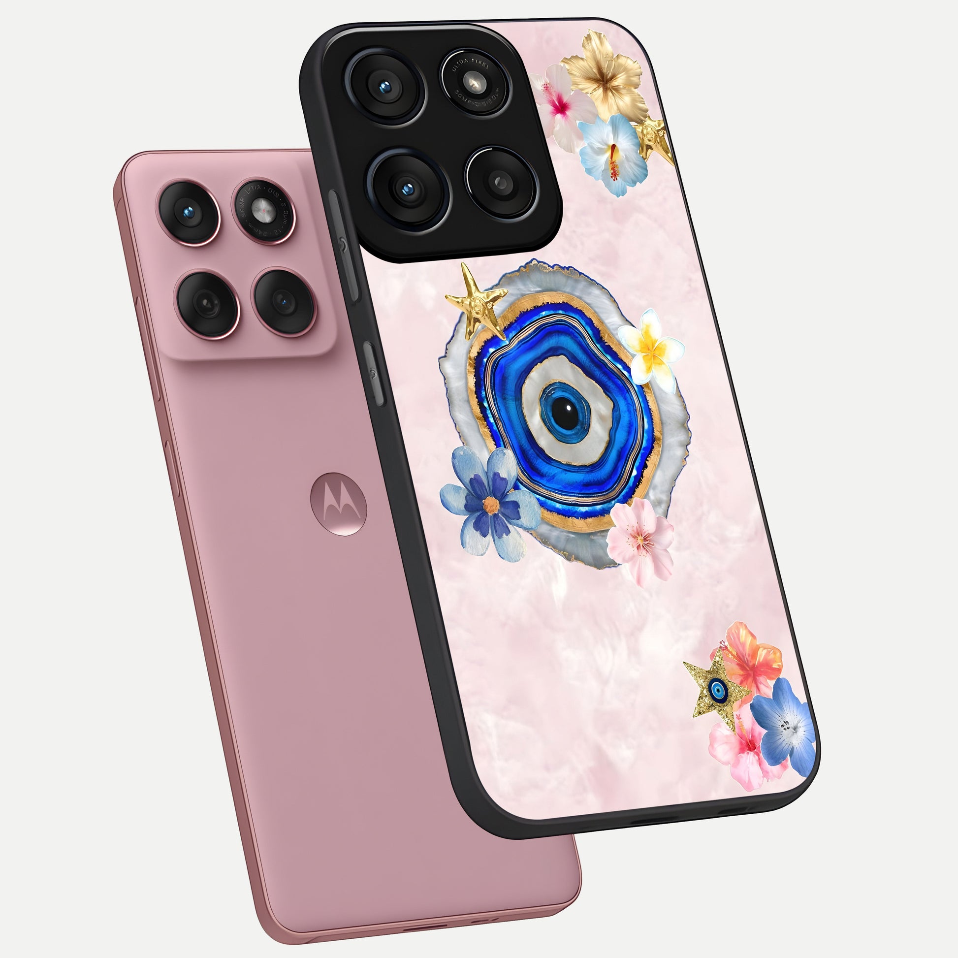  Divine Aura Bloom phone case For Moto Edge 60 Fusion showing premium glass back cover with detailed artwork