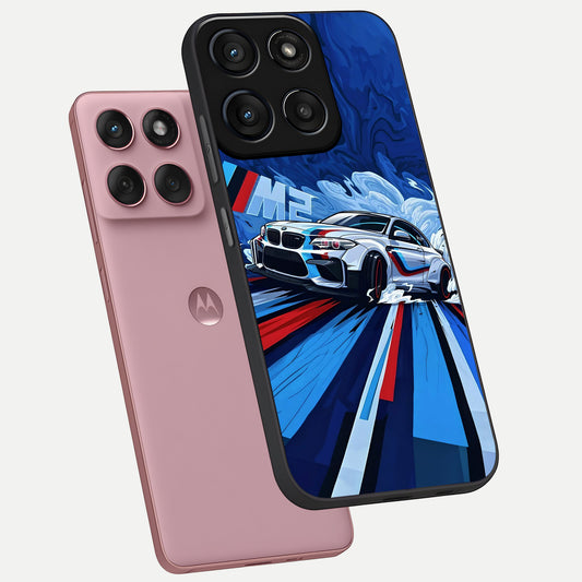  Drift Power Rush phone case For Moto Edge 60 Fusion showing premium glass back cover with detailed artwork