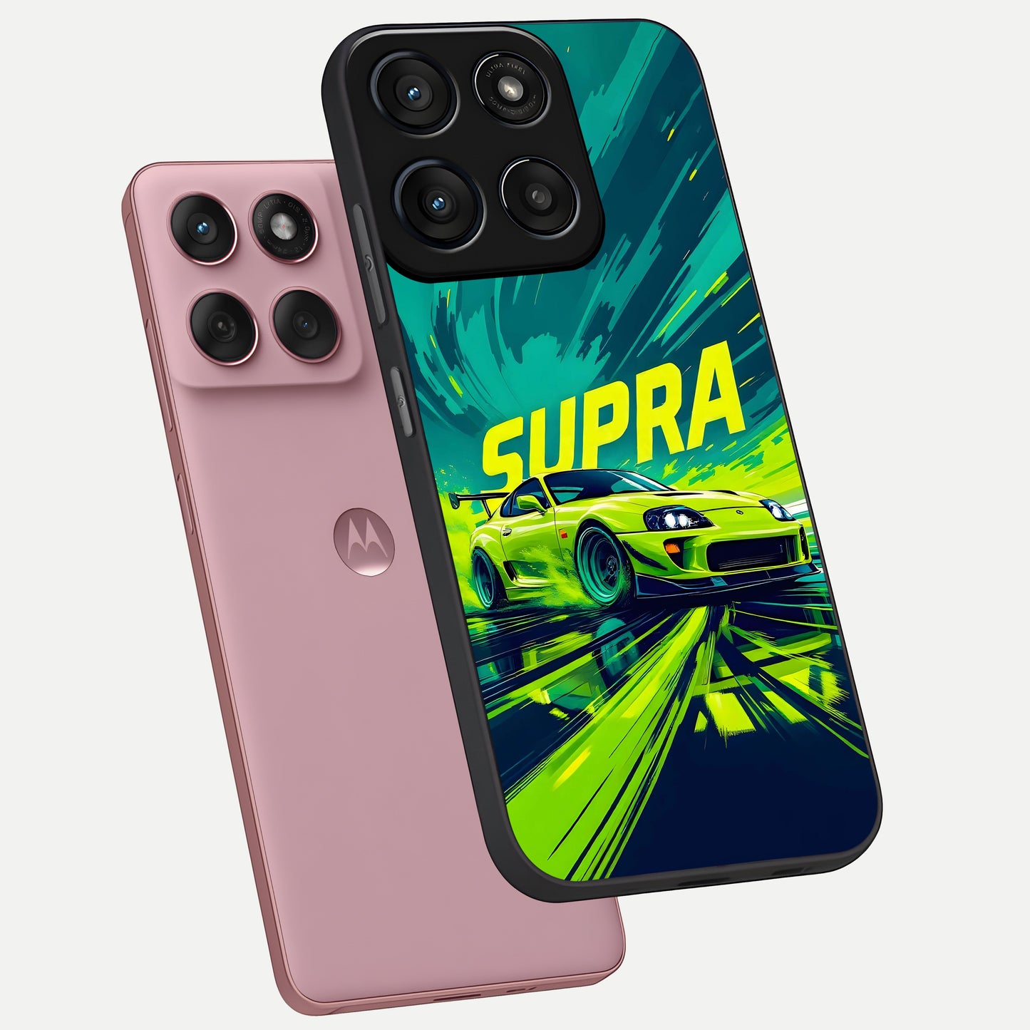  Electric Supra Thunder phone case For Moto Edge 60 Fusion showing premium glass back cover with detailed artwork
