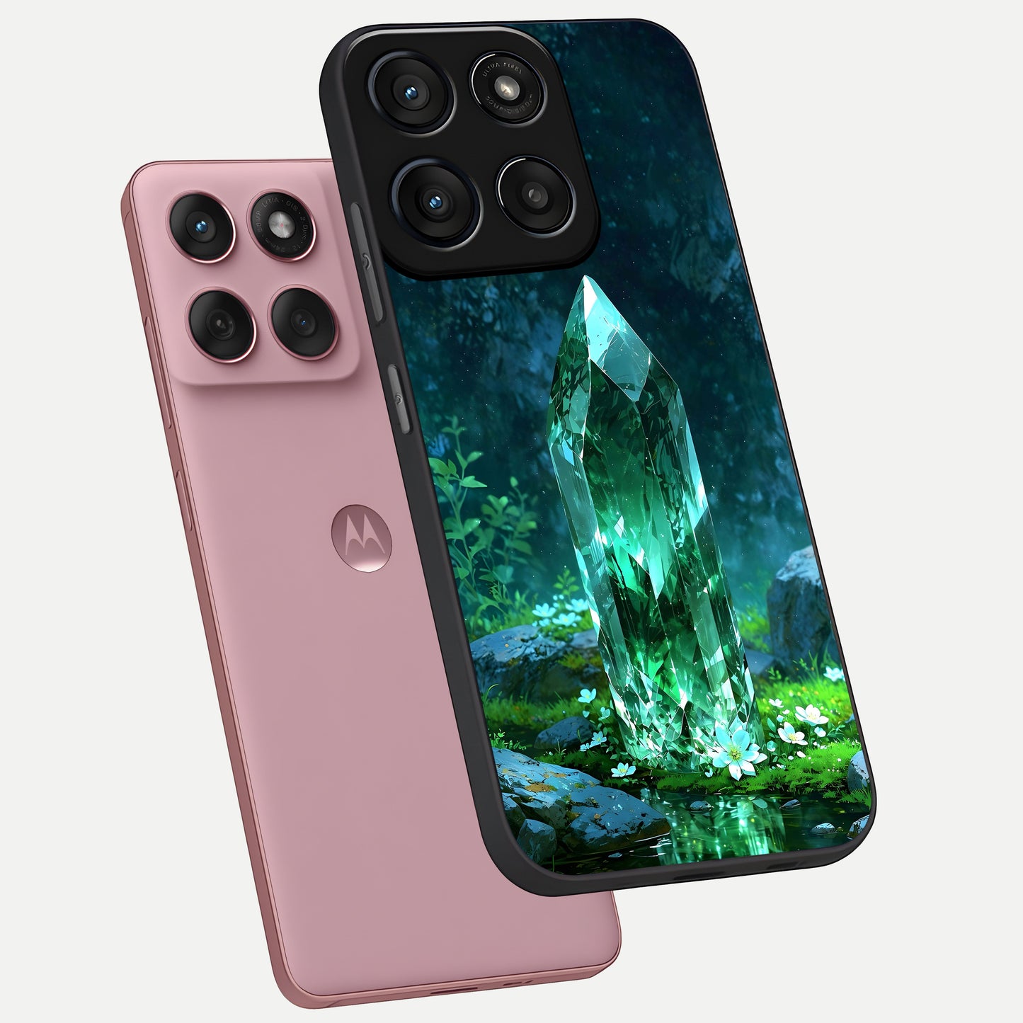  Emerald Light Crystal phone case For Moto Edge 60 Fusion showing premium glass back cover with detailed artwork