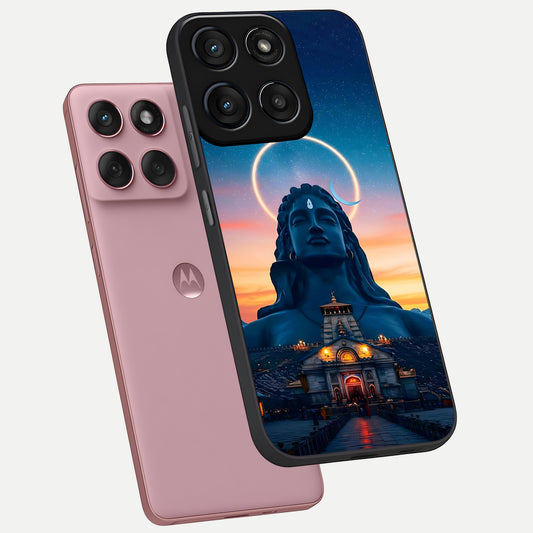  Eternal Shiva Aura phone case For Moto Edge 60 Fusion showing premium glass back cover with detailed artwork
