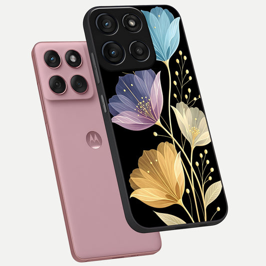  Flower Bloom Glow phone case For Moto Edge 60 Fusion showing premium glass back cover with detailed artwork