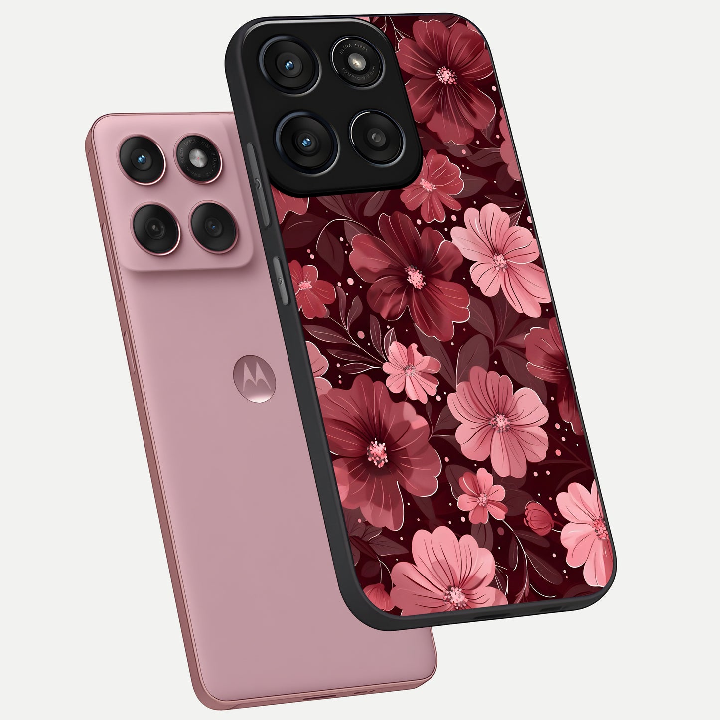  Flower Blush Bloom phone case For Moto Edge 60 Fusion showing premium glass back cover with detailed artwork