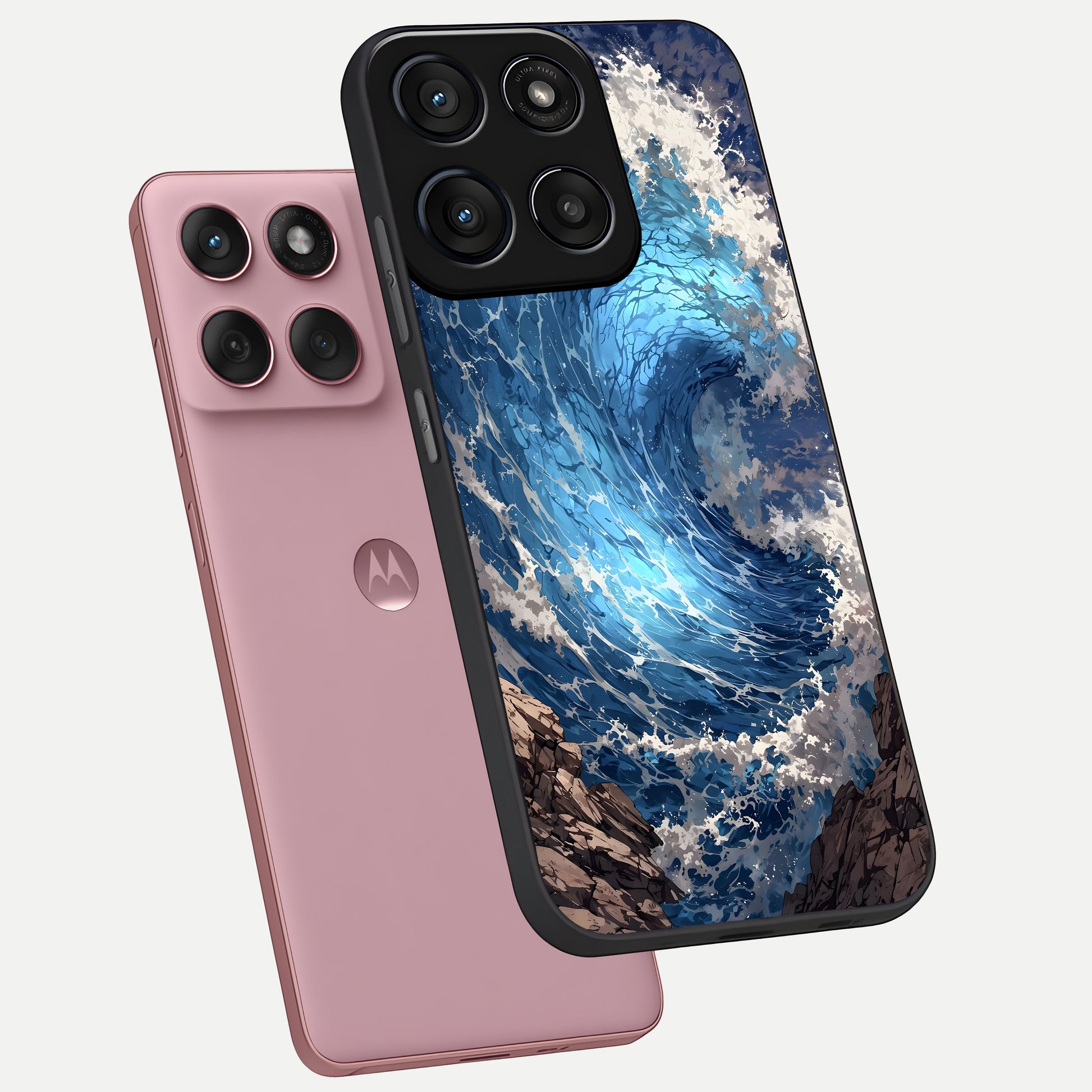  Giant Ocean Wave phone case For Moto Edge 60 Fusion showing premium glass back cover with detailed artwork