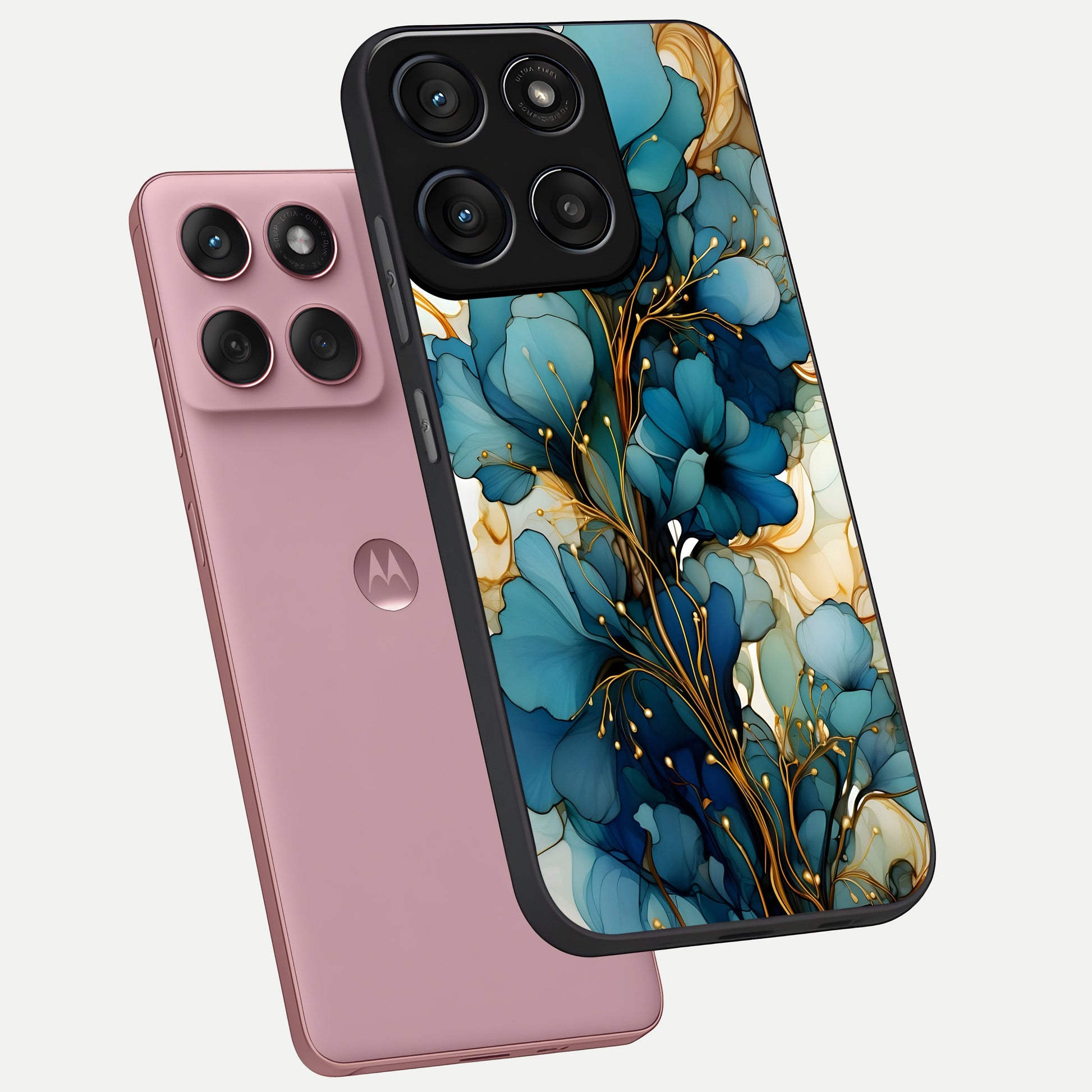 Golden Bloom Symphony phone case For Moto Edge 60 Fusion showing premium glass back cover with detailed artwork