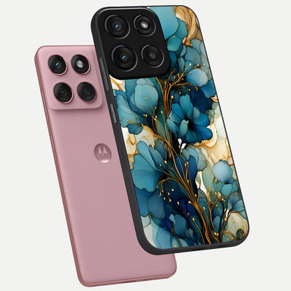  Golden Bloom Symphony phone case For Moto Edge 60 Fusion showing premium glass back cover with detailed artwork