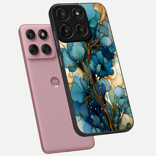  Golden Bloom Symphony phone case For Moto Edge 60 Fusion showing premium glass back cover with detailed artwork
