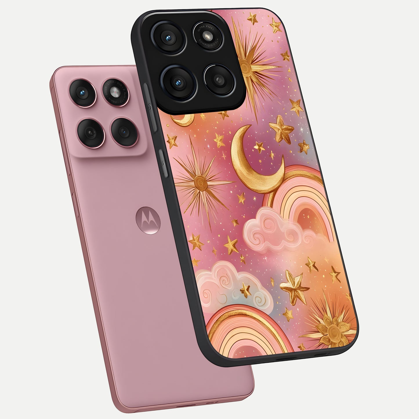  Golden Celestial Dreams phone case For Moto Edge 60 Fusion showing premium glass back cover with detailed artwork