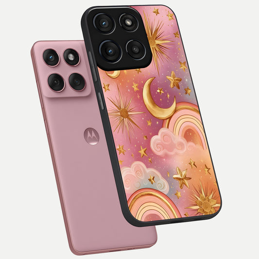  Golden Celestial Dreams phone case For Moto Edge 60 Fusion showing premium glass back cover with detailed artwork