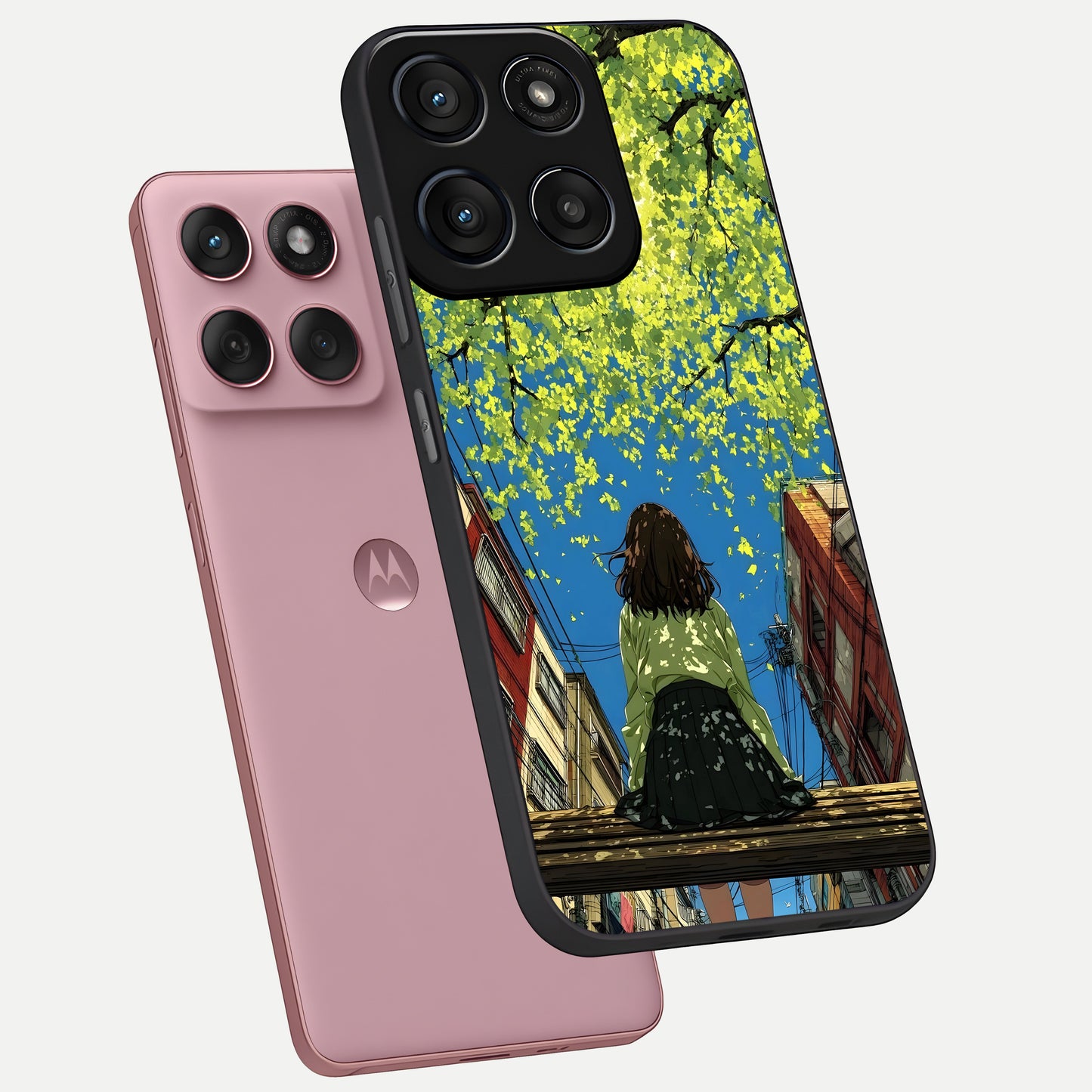  Golden Leaves Glow phone case For Moto Edge 60 Fusion showing premium glass back cover with detailed artwork