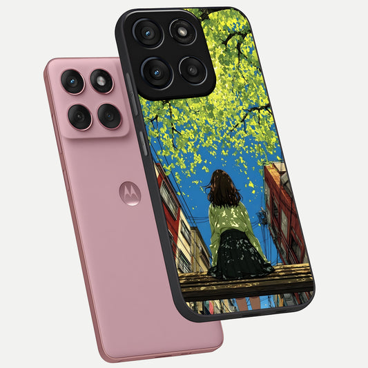 Golden Leaves Glow phone case For Moto Edge 60 Fusion showing premium glass back cover with detailed artwork