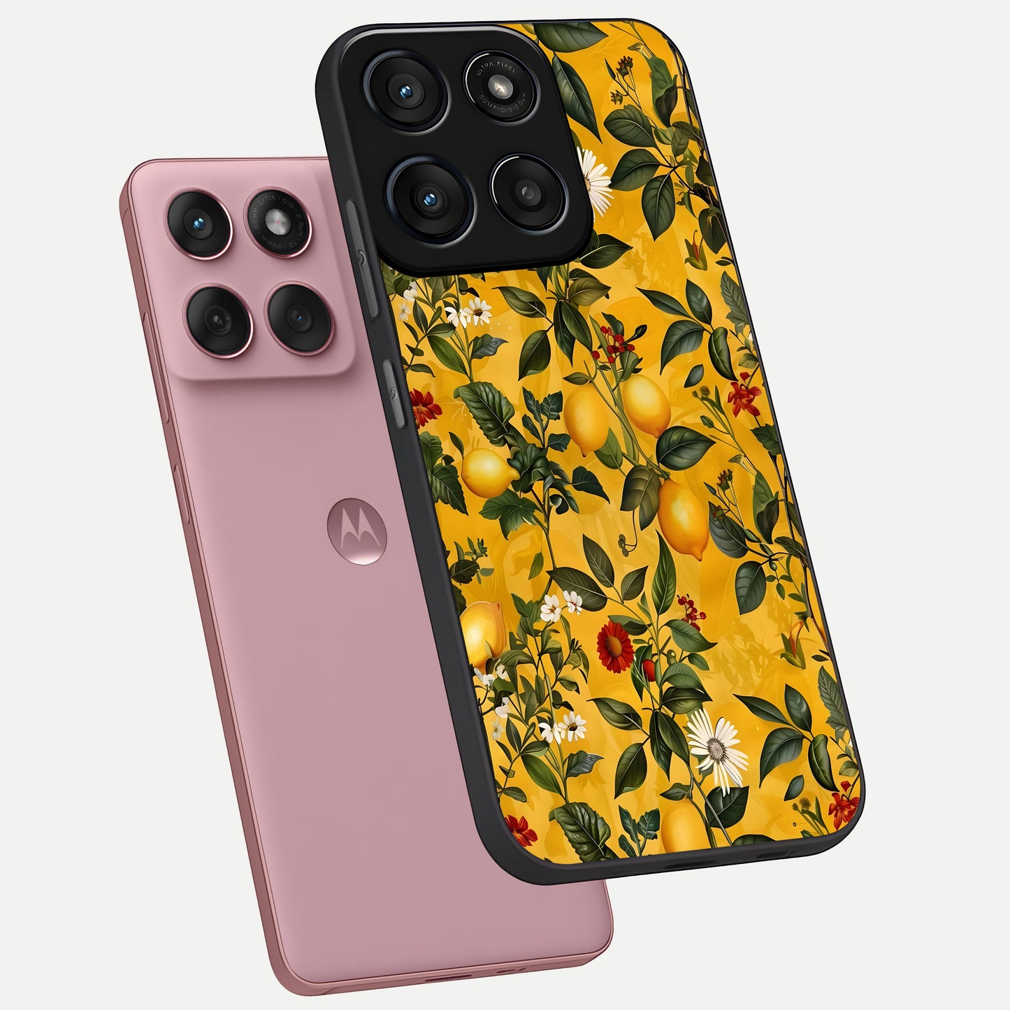  Golden Lemon Field phone case For Moto Edge 60 Fusion showing premium glass back cover with detailed artwork