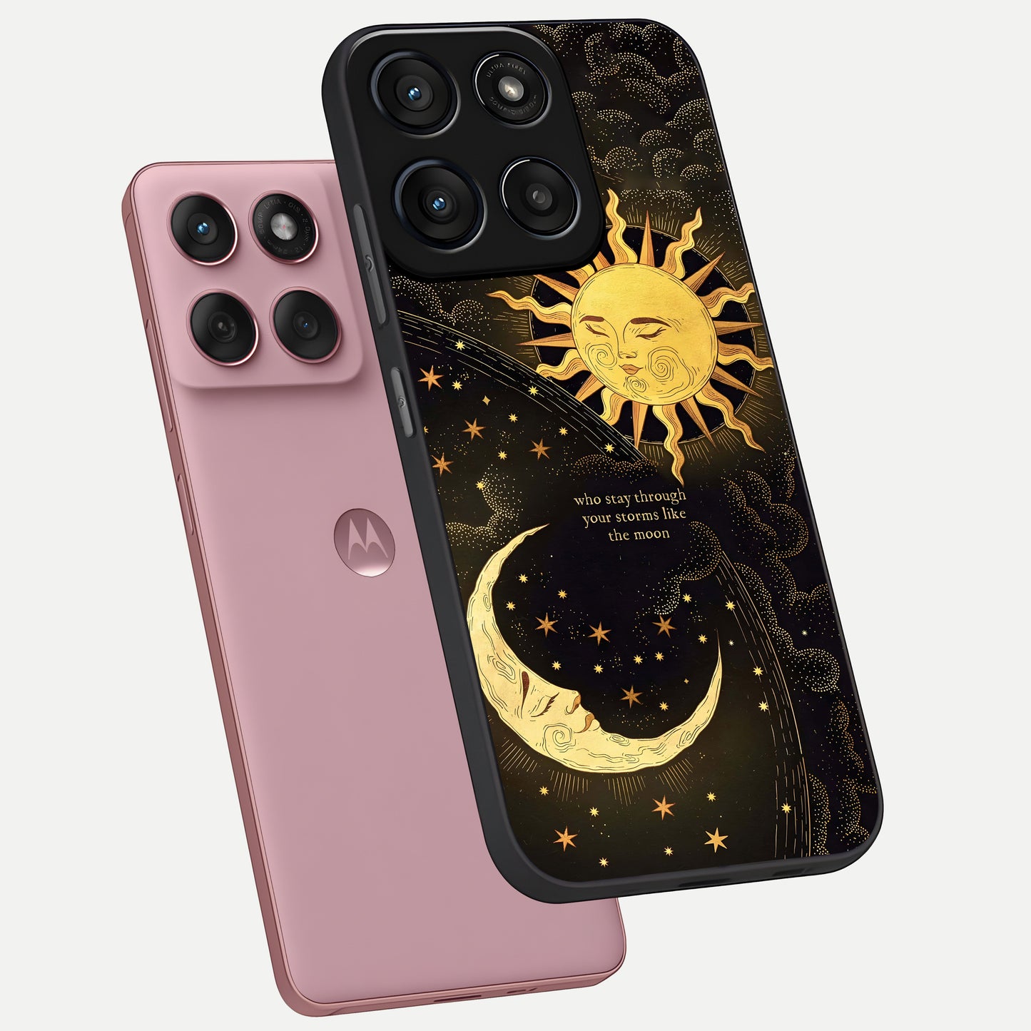  Golden Lunar Love phone case For Moto Edge 60 Fusion showing premium glass back cover with detailed artwork