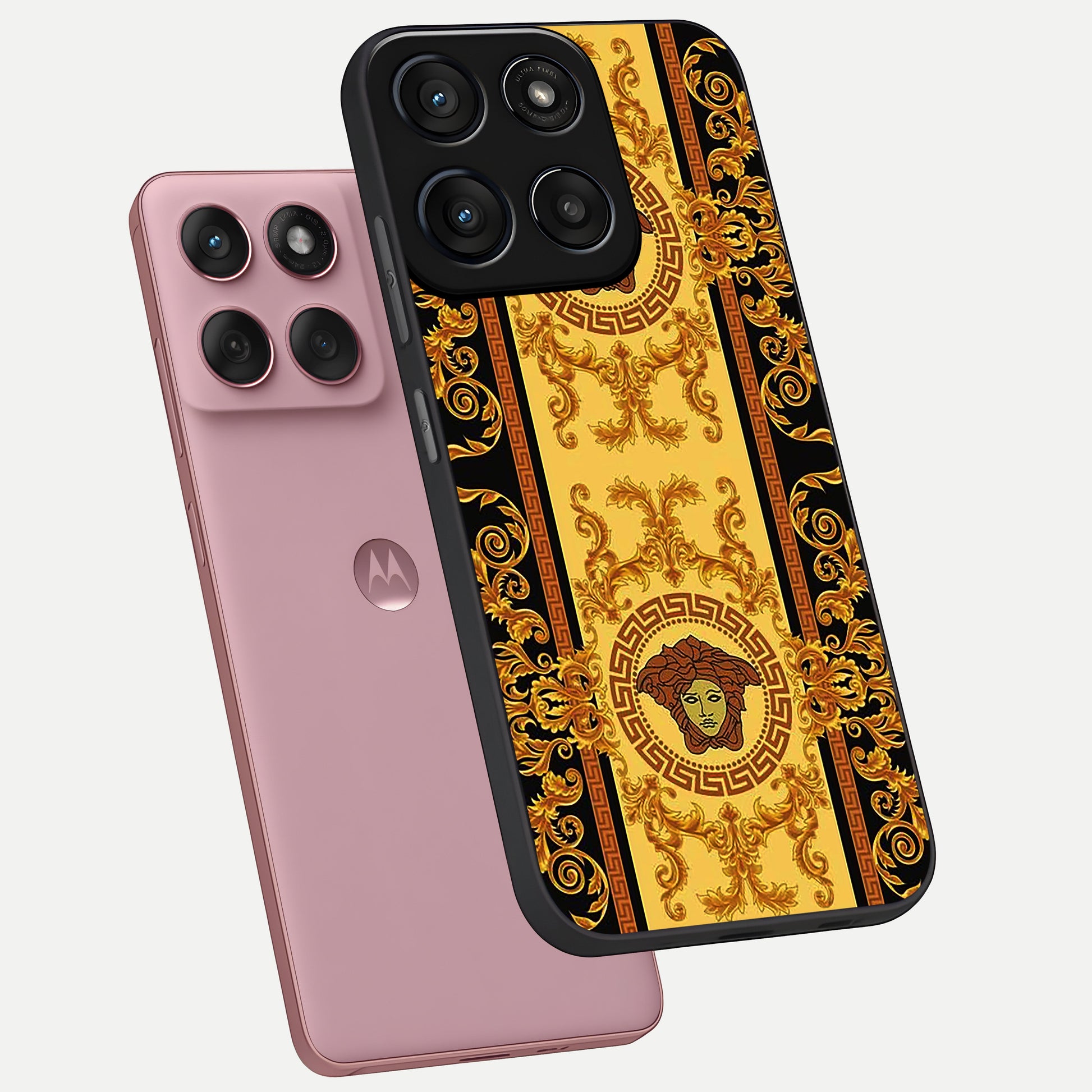  Golden Royal Heritage phone case For Moto Edge 60 Fusion showing premium glass back cover with detailed artwork