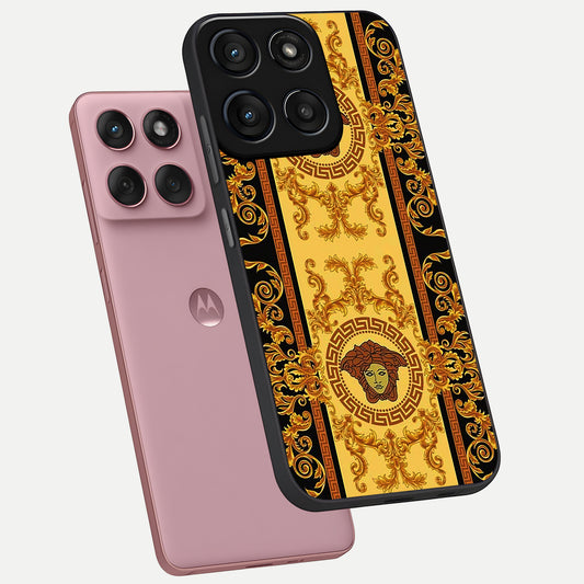  Golden Royal Heritage phone case For Moto Edge 60 Fusion showing premium glass back cover with detailed artwork