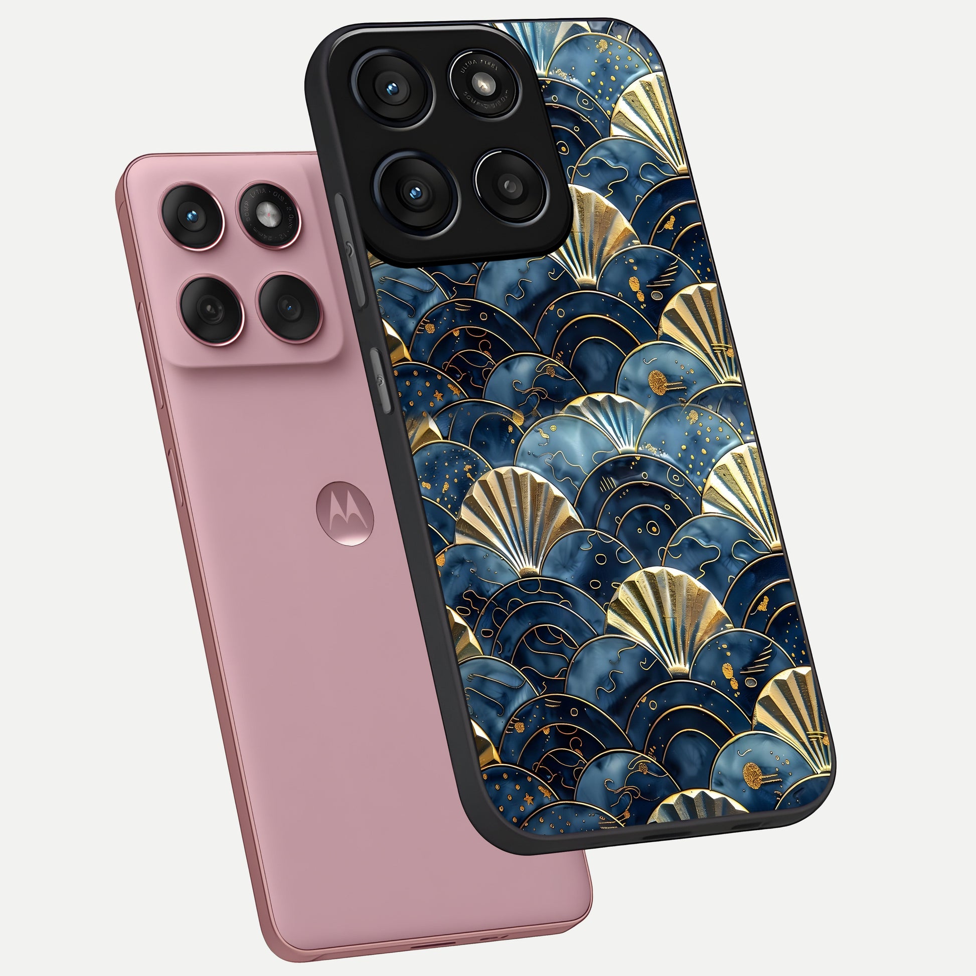  Golden Wave Luxe phone case For Moto Edge 60 Fusion showing premium glass back cover with detailed artwork